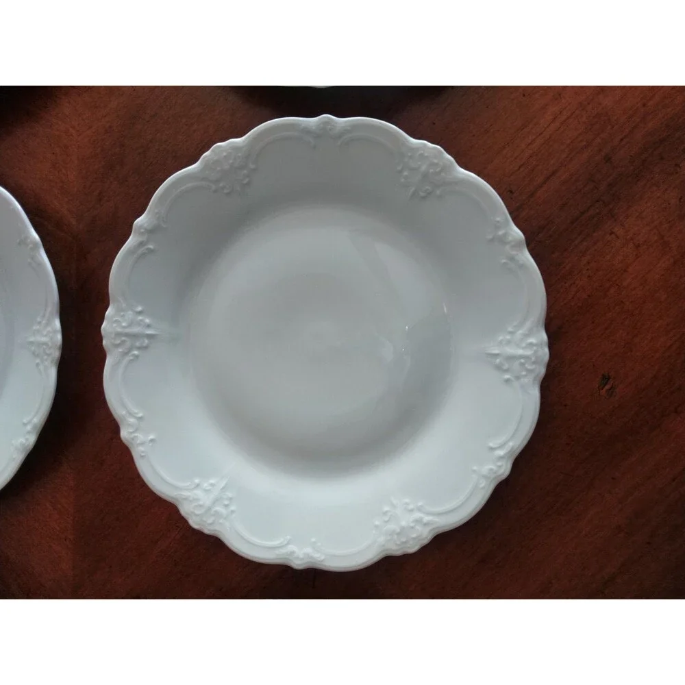 Set Lot 6x Tirschenreuth Baronesse Salad Dessert Plate 8.3” Wht Germany Bavaria
